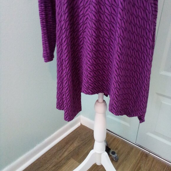 ALI MILES XL TEXTURED COWL ASYMMETRICAL HEM BUTTONS LONG SLEEVE LAGENLOOK GRAPE - Picture 2 of 9